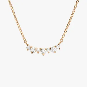 0.12CTW Curved Diamond Cluster Necklace