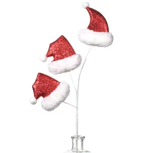 28" Glitter Santa Hat Spray With Fur