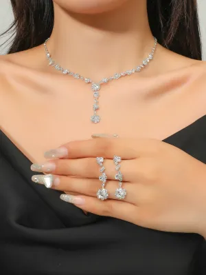 3pcs Rhinestone Decor Jewelry Set Bridal Jewelry Gift for Women Party Jewelry