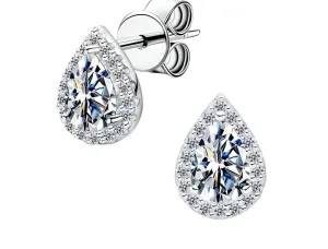 925 Silver 5MM 0.5CT Moissanite Diamond Pear Earrings