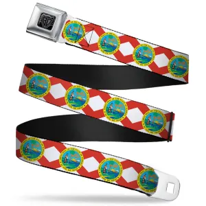 BD Wings Logo CLOSE-UP Full Color Black Silver Seatbelt Belt - Florida Flag Continuous Webbing