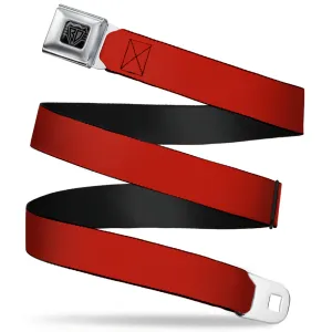 BD Wings Logo CLOSE-UP Full Color Black Silver Seatbelt Belt - Red Print Webbing