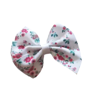 Bella Hair Bow - Floral on white