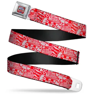 Cars 3 LIGHTNING MCQUEEN Pose3   95 Full Color Red Blue White Yellow Seatbelt Belt - Cars 3 LIGHTNING MCQUEEN Icons Collage White/Red Webbing