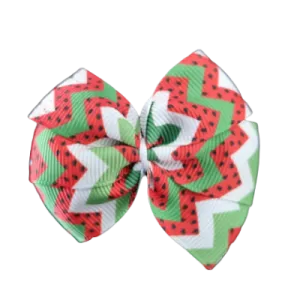Christmas Hair Accessories - Bella Hair Bow Red and Green Zig Zag Xmas