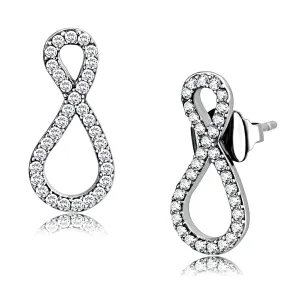 CJ186 Wholesale Women's Stainless Steel AAA Grade CZ Clear Infinity Earrings