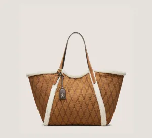 Gogo Quilted Tote Handbags, Deep Coffee/natural Shearling, Size: U No Dimension