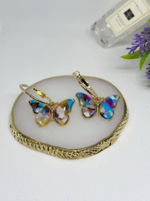 Kawaii - Rainbow coloured butterfly fairy wings earrings | Dangle aesthetic earrings | cicada wing decor party earrings