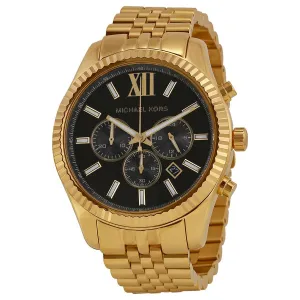 Michael Kors MK8286 Lexington Chronograph Black Dial Gold-Tone Watch