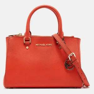 Michael Michael Kors Red Leather Small Sutton Tote