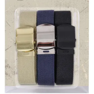 Military Web Belt 100% Cotton Adjustable Belt with Slider Buckle 54"