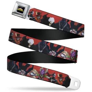 MY HERO ACADEMIA Title Logo Full Color Black Seatbelt Belt - My Hero Academia Villains Group Pose Red Webbing