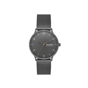Skagen Riis Three-Hand Charcoal Stainless Steel Mesh Watch